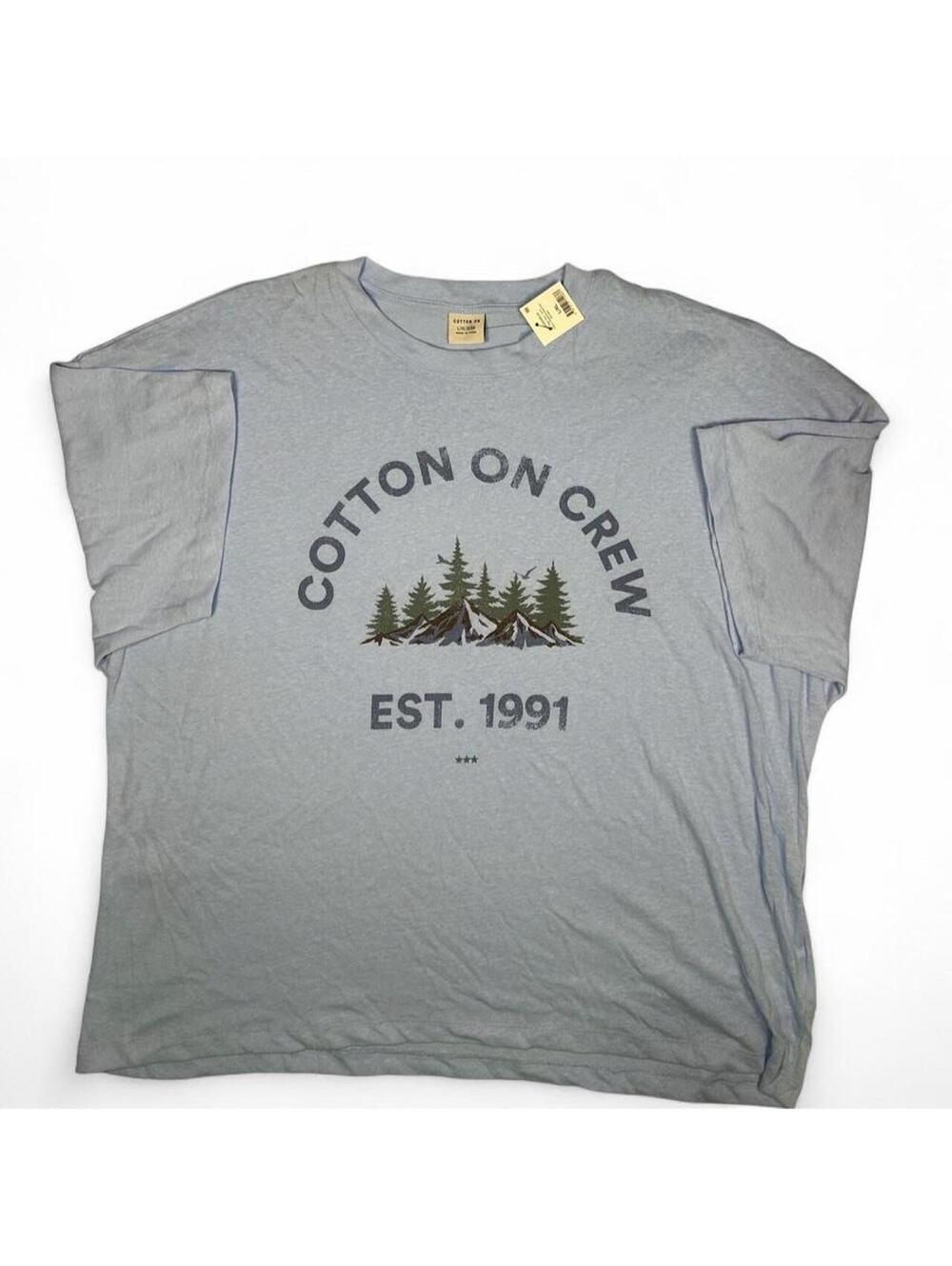 Cotton On Crew EST. 1991 Graphic T-Shirt Light Blue XL